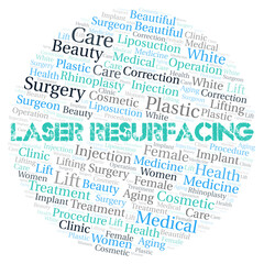 Laser Resurfacing typography word cloud create with the text only. Type of plastic surgery