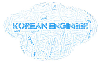 Korean Engineer typography word cloud create with the text only