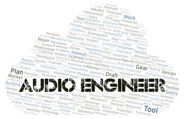 Audio Engineer typography word cloud create with the text only