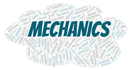 Mechanics typography word cloud create with the text only