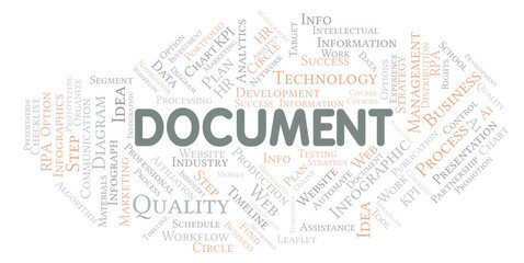 Document typography word cloud create with the text only.