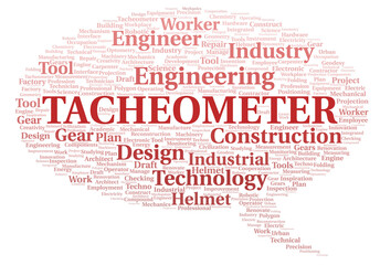 Tacheometer typography word cloud create with the text only