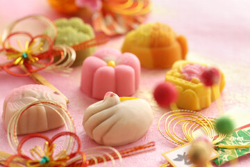 Obraz na płótnie Canvas 日本の伝統のお祝い事や引き出物のお菓子