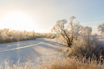 dawn on a frozen river