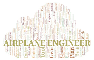 Airplane Engineer typography word cloud create with the text only