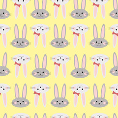 Seamless pattern with bunnies. Childish design. Texture for web, textile and stationery.