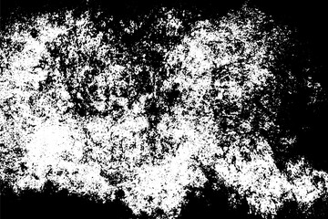 Grunge texture is black and white. The background is made of dirt, chips, scuffs, and wear. Old vintage surface splattered with ink. Soiled backdrop template