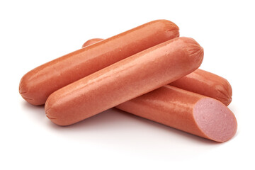 Boiled pork sausages, isolated on white background