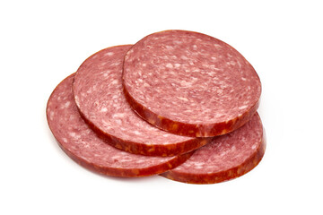 Salami sausage, isolated on white background