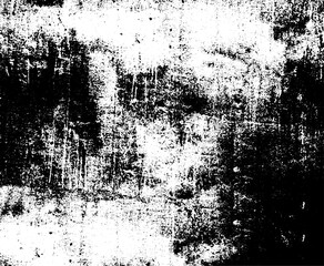 Grunge texture is black and white. The background is made of dirt, chips, scuffs, and wear. Old vintage surface splattered with ink. Soiled backdrop template