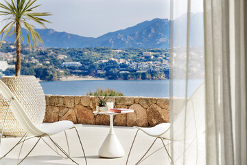 Table chair sea view panorama 