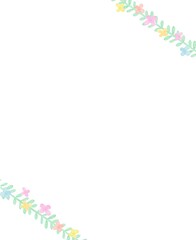 Fototapeta premium 優しい水彩の葉っぱと花のフレーム3