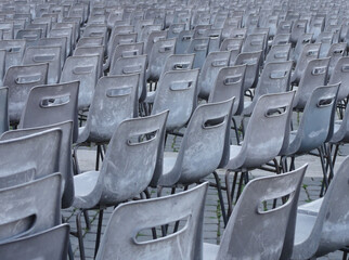 Fototapeta premium The rows of chairs in St Peter's Square in the Vatican