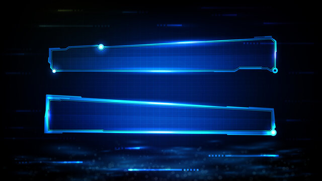 abstract futuristic background of blue glowing technology sci fi frame hud ui lower third buttom bar