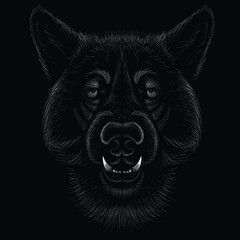 The Vector logo dog  or wolf for tattoo or T-shirt design or outwear.  Cute print style dog  or wolf  background. This hand drawing would be nice to make on the black fabric or canvas.
