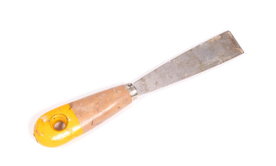 Old used putty knife isolated