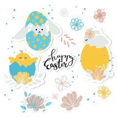 Cute set of Easter stickers