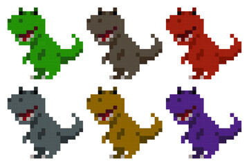 Pixel T-Rex in multiple colours © Bruce