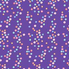 Watercolor abstract seamless pattern with delicate color on violet background.Children's print with shapes of pastel colors hand painted.Designs for wallpaper,textiles,social media,web,wrapping paper.