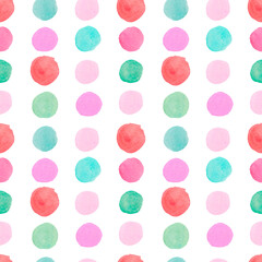 Watercolor abstract seamless pattern with bright color on white background.Children's print with shapes of pastel colors hand painted.Designs for wallpaper,textiles,social media,web,wrapping paper.