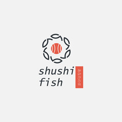 shush fish logo design vector template elements