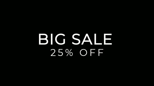 Big Sale 25% off animation motion graphic video. Promo banner, badge, sticker. 25percent off Royalty-free Stock 4K Footage.
