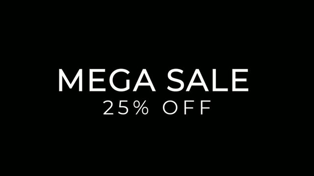 Mega Sale 25% off animation motion graphic video. Promo banner, badge, sticker. 25 percent off Royalty-free Stock 4K Footage.