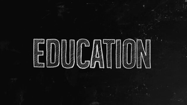 Education concept written on blackboard. Education is the process of facilitating learning, or the acquisition of knowledge, skills, values, morals, beliefs, and habits
