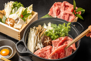 和牛ですきやき　 Japanese beef sukiyaki