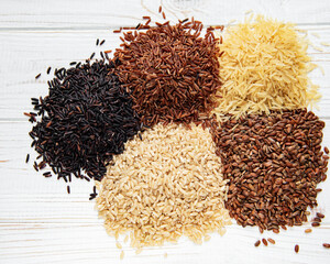 Set of various rice