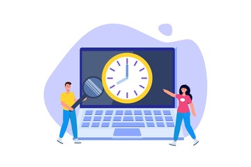 Effective workflow organization, teamwork process, deadlines respect, efficient workday concept. Vector illustration.