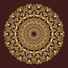 Elegant vintage golden round ornament in classic style. Abstract traditional pattern with oriental elements. Classic vintage pattern