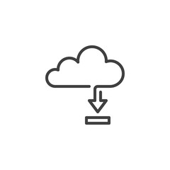 Download cloud line icon. linear style sign for mobile concept and web design. Cloud with arrow outline vector icon. Symbol, logo illustration. Vector graphics