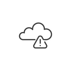 Warning cloud computing line icon. linear style sign for mobile concept and web design. Cloud with exclamation mark outline vector icon. Symbol, logo illustration. Vector graphics