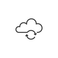 Cloud update line icon. linear style sign for mobile concept and web design. Cloud computing sync outline vector icon. Symbol, logo illustration. Vector graphics