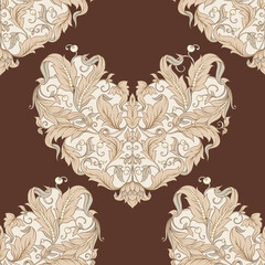 Seamless pattern, background in the style of baroque, renaissance Trendy floral vintage pattern Colored vector illustration