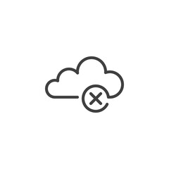 Cloud delete line icon. linear style sign for mobile concept and web design. Cloud computing cancel outline vector icon. Symbol, logo illustration. Vector graphics