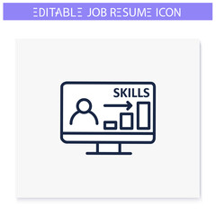 Computer skills line icon. Career expertise, resume column. Personal recruitment information. Job search, employment, career growth concept. Isolated vector illustration. Editable stroke 