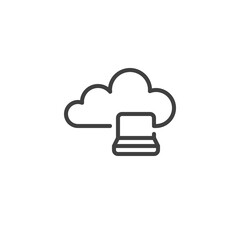 Cloud computing line icon. linear style sign for mobile concept and web design. Laptop data storage outline vector icon. Symbol, logo illustration. Vector graphics