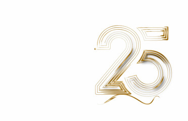 Number 25 in flat line art design. Abstract Discount offer price tag. Vector Illustration.