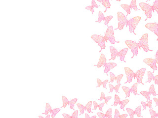 ピンク色の蝶々が飛び舞うイラスト背景