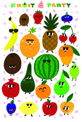 humanized fruits, each with its own individual character