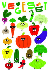 humanized vegetables, each with its own individual character