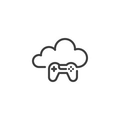 Game storage cloud line icon. linear style sign for mobile concept and web design. Multimedia cloud outline vector icon. Symbol, logo illustration. Vector graphics
