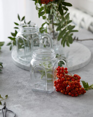 Rowan branch on a table with natural light