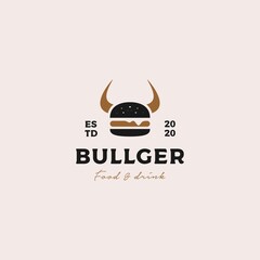 Bull burger logo design vector illustration