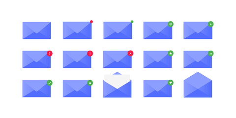 Email letter icon set. Modern vector illustrations. Contains such icons as inbox, receive, sent.