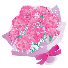 母の日のピンクのカーネーションの花束