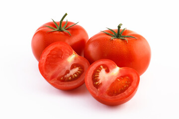 Two red tomatoes in a cut