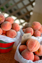 かごに盛ったピーチの写真